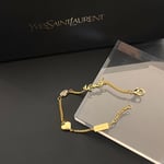Saint Laurent Cassandre Heart Charm Bracelet Gold