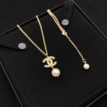 Chanel Cc Pearl Gold Necklace