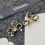 Chanel Metal Earrings Gold And Black