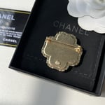 Chanel Cc Flower Brooch Gold With Pearl Heart