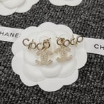 Chanel Metal Pearl Cc Coco Climber Clip On Earrings Gold