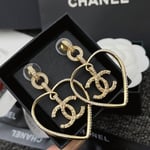 Chanel Gold Cc Logo Heart Earrings