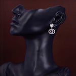 Gucci Gg Heart Earrings Silver With Crystals