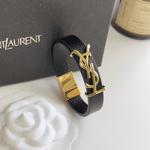 Saint Laurent YSL Opyum Leather Bracelet Black