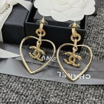 Chanel Gold Cc Logo Heart Earrings