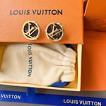 Louis Vuitton Compass Monogram Earrings Gold