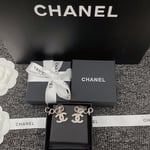 Chanel Metal Pearl Cc Coco Climber Clip On Earrings Gold