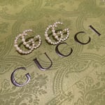 Gucci Gg Dinamond And Pearl Earrings
