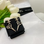 Chanel Cc Lock Crystal Scissors Drop Earrings