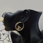 Chanel Gold Toned Metal With Cc Logo Earrings