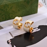 Gucci Blondie Enamel Hoop Earrings Ivory Enamel 796764 J1630 8078