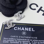 Chanel-Inspired Crystal Stud Earrings – Silver & White