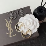 Saint Laurent YSL Hoop Earrings With Crystal Silver Tone