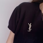 Saint Laurent YSL Brooch Gold With Stone