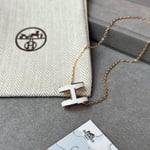 Hermes Mini Pop H Pendant Necklace White And Gold