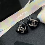 Chanel Heart Black Earrings