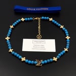 Louis Vuitton Turquoise Pearl Necklace Blue