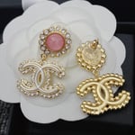 Chanel Metal And Strass Earrings Glass Pearl Gold