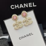 Chanel Metal And Strass Earrings Glass Pearl Gold