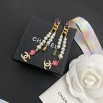 Chanel Cc Strass Drop Earrings