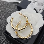 Chanel Gold &Amp; Black Metal Hoop Earrings