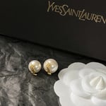Saint Laurent Cassandre Pearl Earrings in Metal