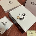 Chanel Button Black Earrings