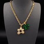 Louis Vuitton Lv Blooming Necklace Gold With Green M01867