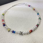 Louis Vuitton Mng Pearls Party Necklace Multicolor With Silver Metal M01500