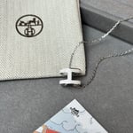 Hermes Mini Pop H Pendant Necklace White And Silver