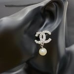 Chanel Silver Tone Metal Cc Pin Brooch Encrusted With Faux Pearls