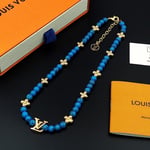 Louis Vuitton Turquoise Pearl Necklace Blue