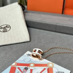 Hermes Mini Pop H Pendant Necklace White And Gold