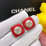 Chanel Cc Earrings Red