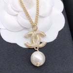 Chanel Cc Pearl Gold Necklace