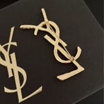 Saint Laurent YSL Brooch Gold With Stone