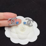 Chanel-Inspired Silver & Blue Stud Earrings