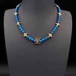 Louis Vuitton Turquoise Pearl Necklace Blue