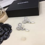 Chanel Bow Silver Pearl Earrings