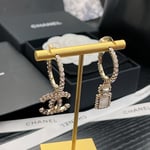Chanel Cc And Perfume Bottle Hoop Earrings