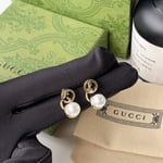 Gucci Blondie Resin Pearl Earrings In Gold 797497 Jcf27 8062
