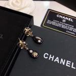 Chanel Cc Black Earrings