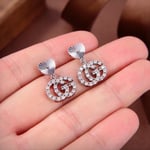 Gucci Gg Heart Earrings Silver With Crystals