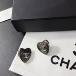 Chanel-Inspired Stud Earrings – Silver & Black