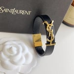 Saint Laurent YSL Opyum Leather Bracelet Black