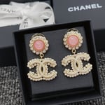 Chanel Metal And Strass Earrings Glass Pearl Gold