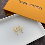Louis Vuitton Gold And Diamond Earrings Q96495