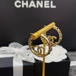 Chanel Gold Toned Metal With Cc Logo Earrings