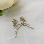 Chanel Cc Lock Crystal Scissors Drop Earrings