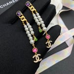 Chanel Cc Strass Drop Earrings